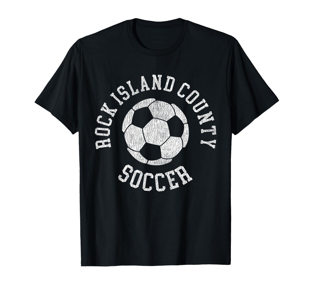 Rock Island County Soccer Distressed 90S T-Shirt - Graphic Print for Adults - T-Shirt, Sweatshirt, Hoodie