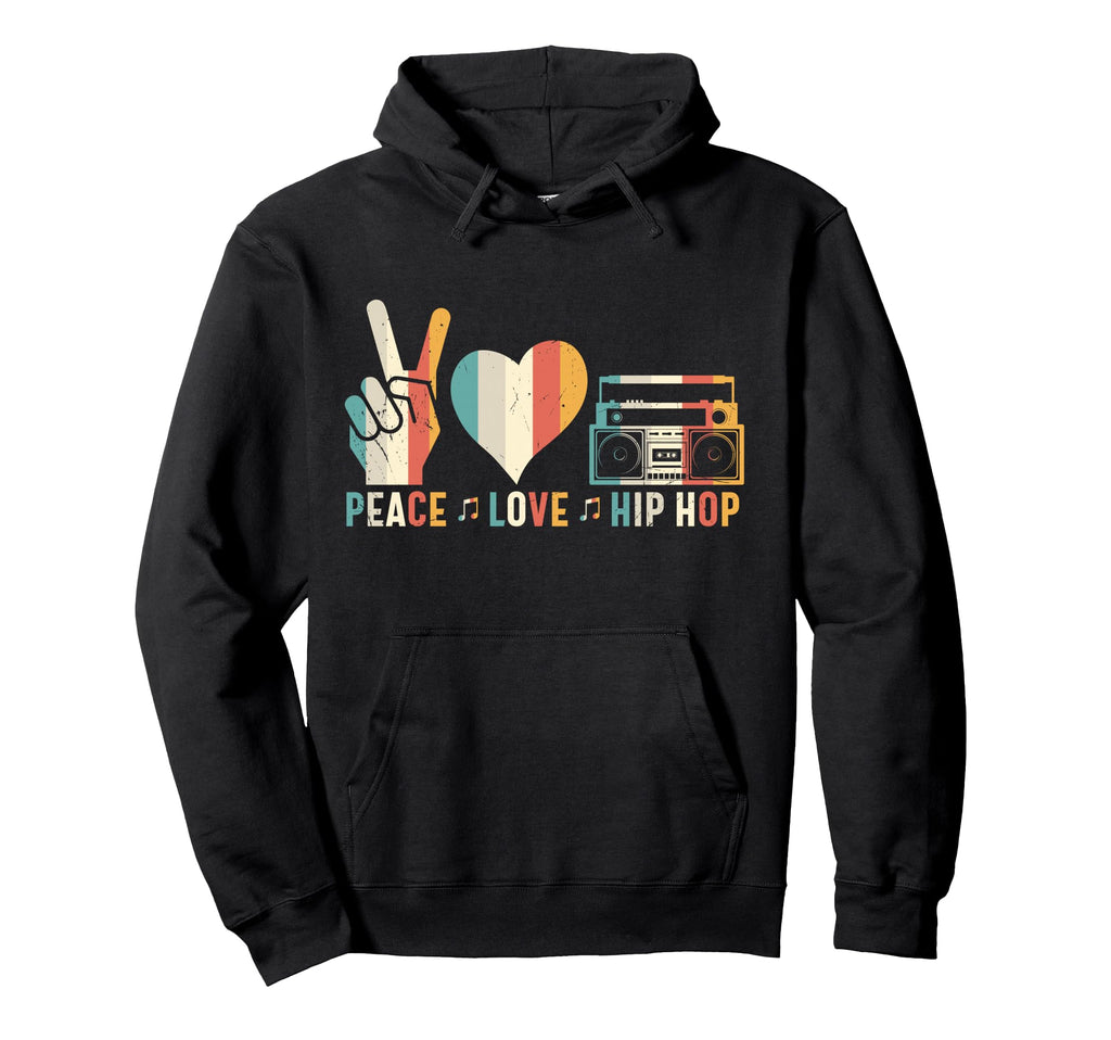 80S Old School Peace Love Hip Hop Hoodie - Trendy Graphic for Adults - T-Shirt, Sweatshirt, Hoodie