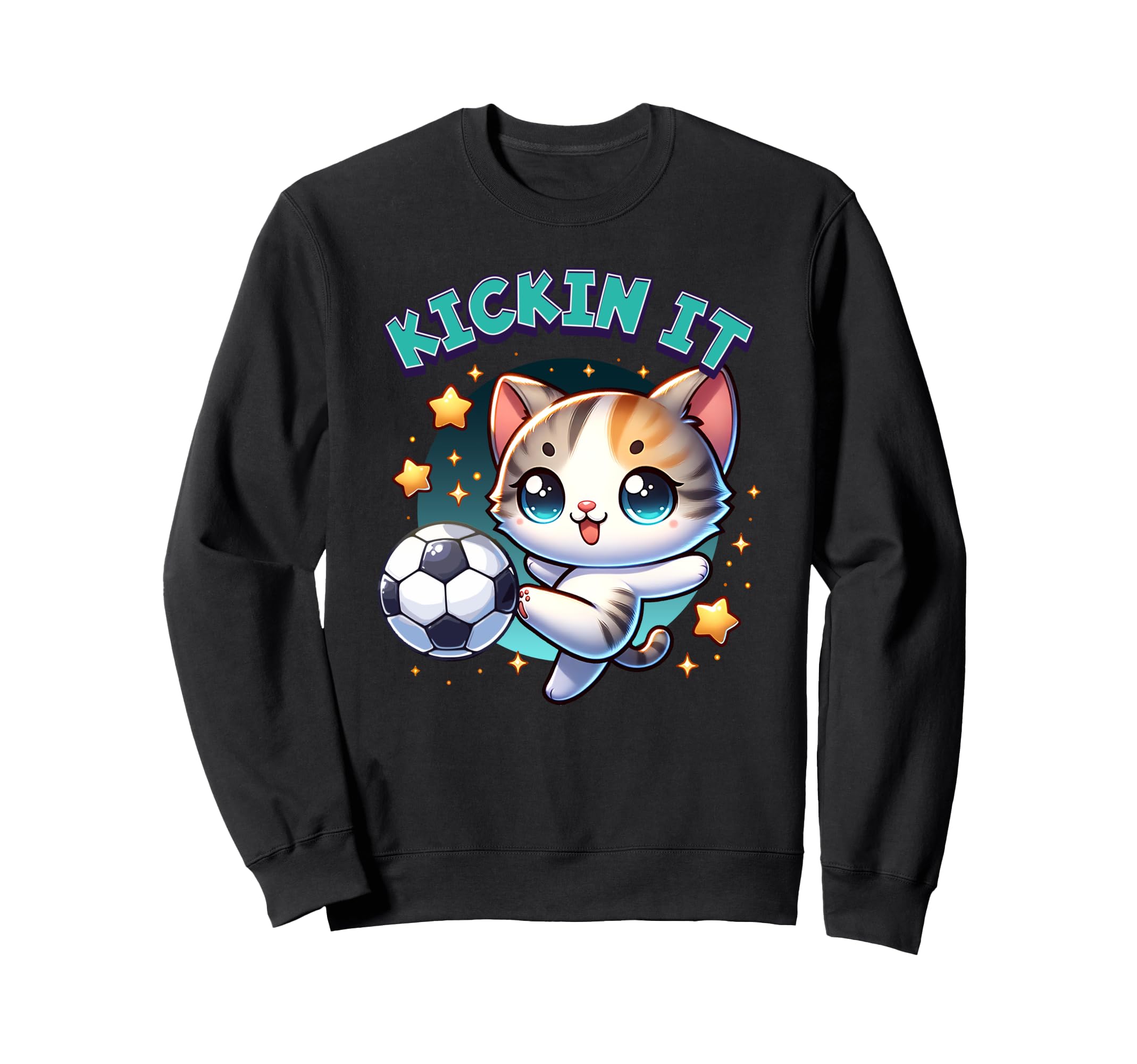 Kickin It Soccer Player Kitten Kitty Sweatshirt - Minimalist Print Unisex - T-Shirt, Sweatshirt, Hoodie
