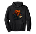 Halloween Scary Pumpkin Showing Soccer Hoodie - Unique Graphic for Adults - T-Shirt, Sweatshirt, Hoodie
