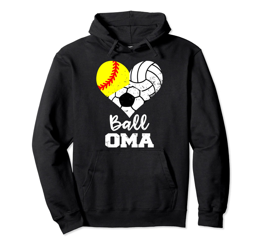 Ball Oma Heart Funny Softball Hoodie - Casual Everyday Wear for Adults - T-Shirt, Sweatshirt, Hoodie