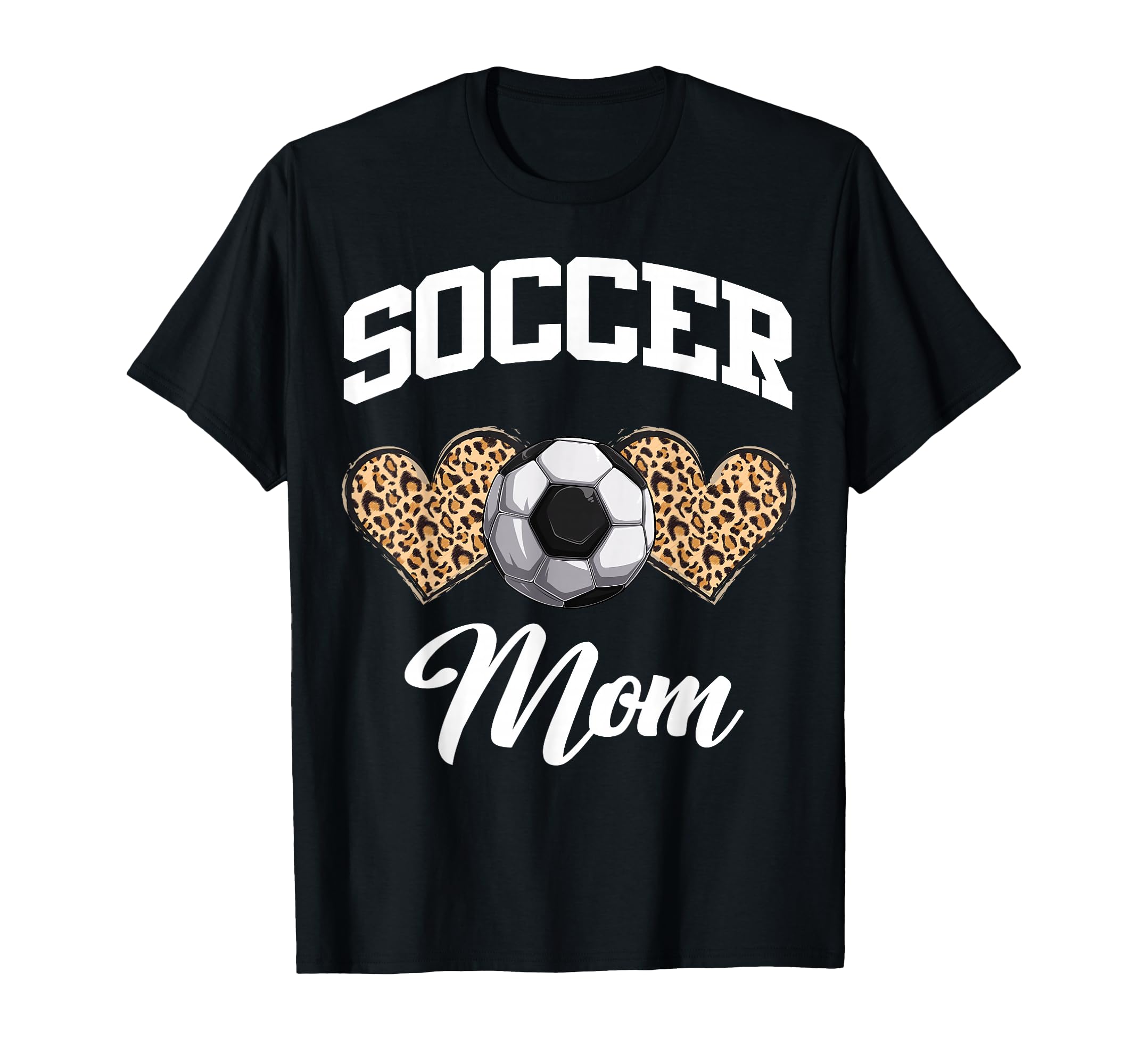 Soccer Leopard Heart Soccer Mom T-Shirt - Casual Everyday Wear Men Women - T-Shirt, Sweatshirt, Hoodie