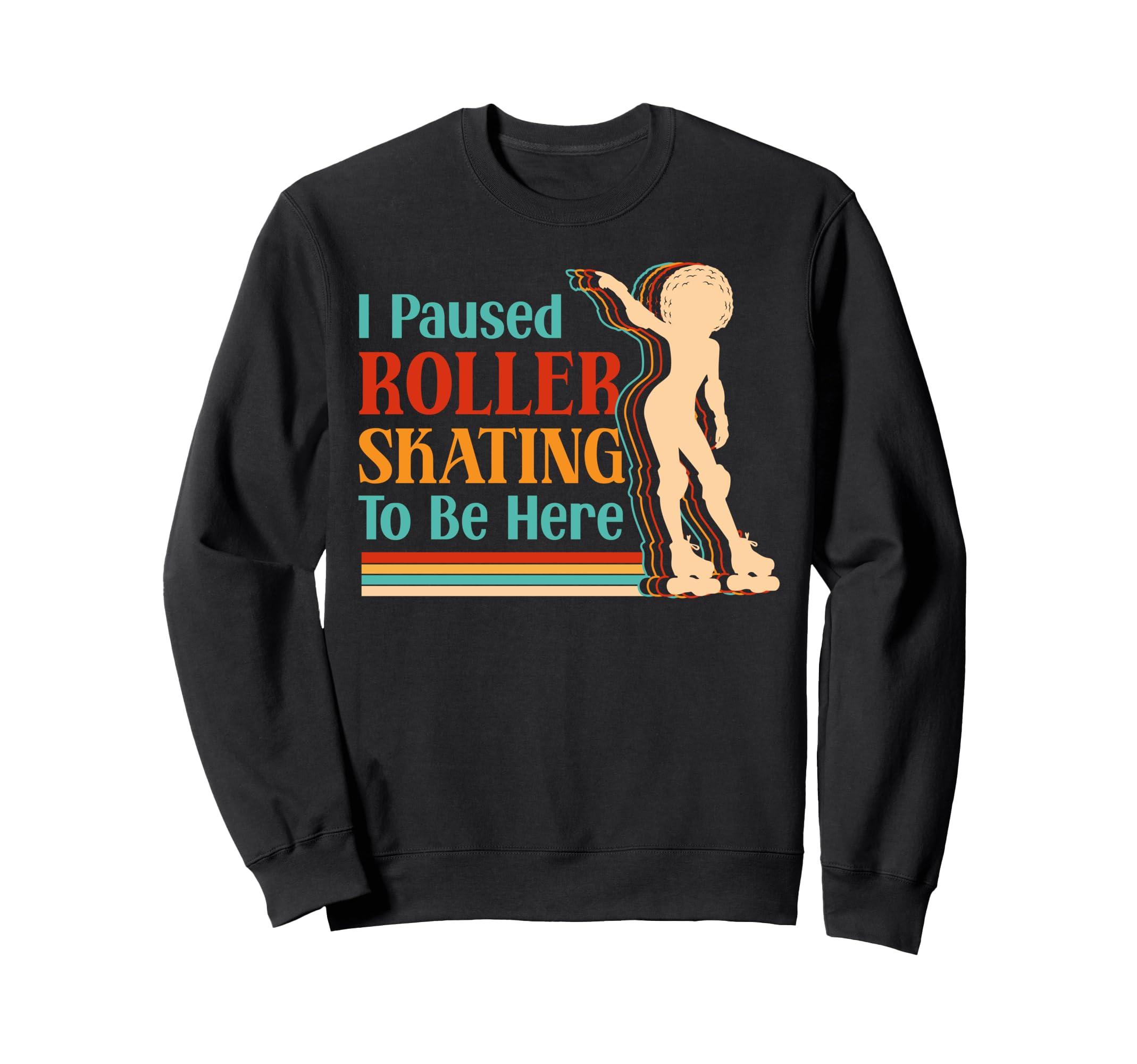 Roller Skating Skate 1970S Black Sweatshirt - Aesthetic Graphic Men Women - T-Shirt, Sweatshirt, Hoodie