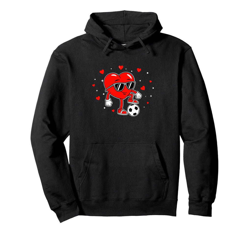 Soccer Playing Heart Character Hoodie - Custom Art Print Men Women - T-Shirt, Sweatshirt, Hoodie