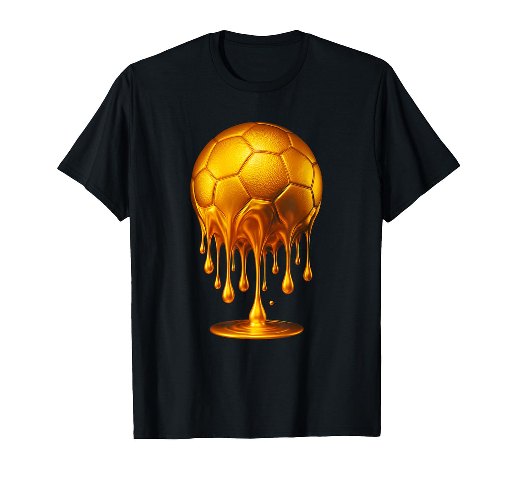 Gold Soccer Ball Drip Abstract Soccer T-Shirt - Graphic Print for Adults - T-Shirt, Sweatshirt, Hoodie