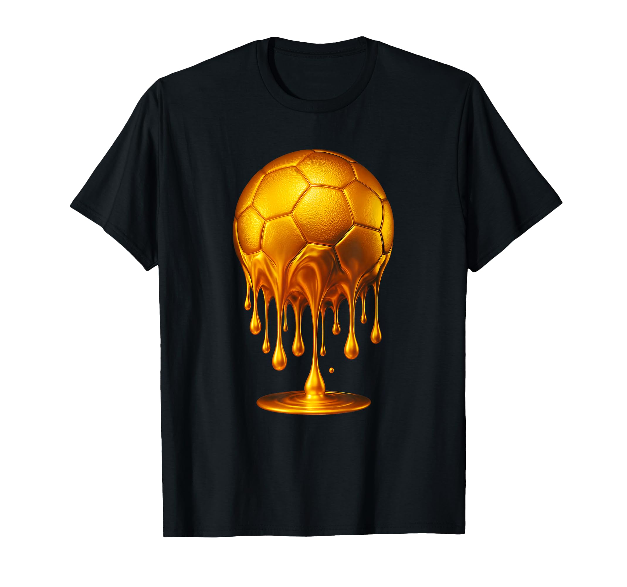Gold Soccer Ball Drip Abstract Soccer T-Shirt - Graphic Print for Adults - T-Shirt, Sweatshirt, Hoodie