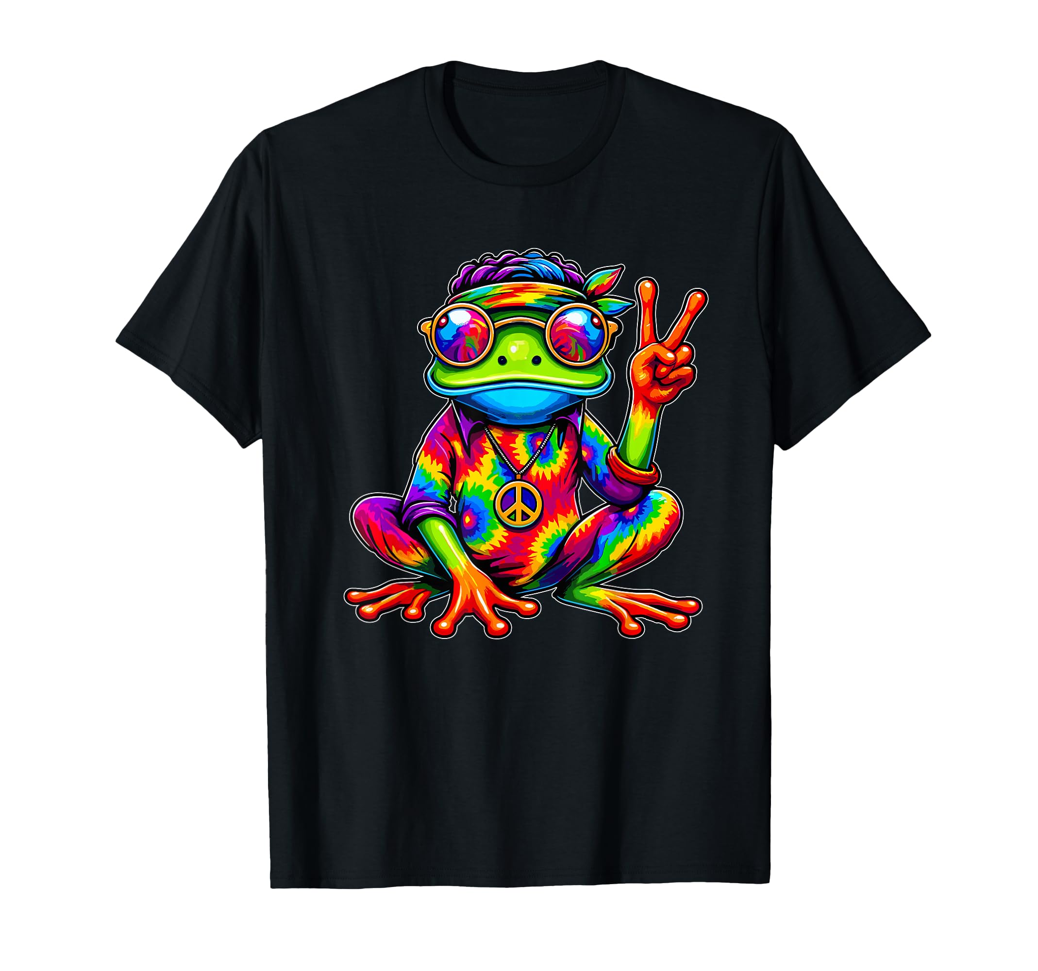 Hippie Tie Dye Frog 70S Party 60S T-Shirt - Novelty Apparel for Adults - T-Shirt, Sweatshirt, Hoodie