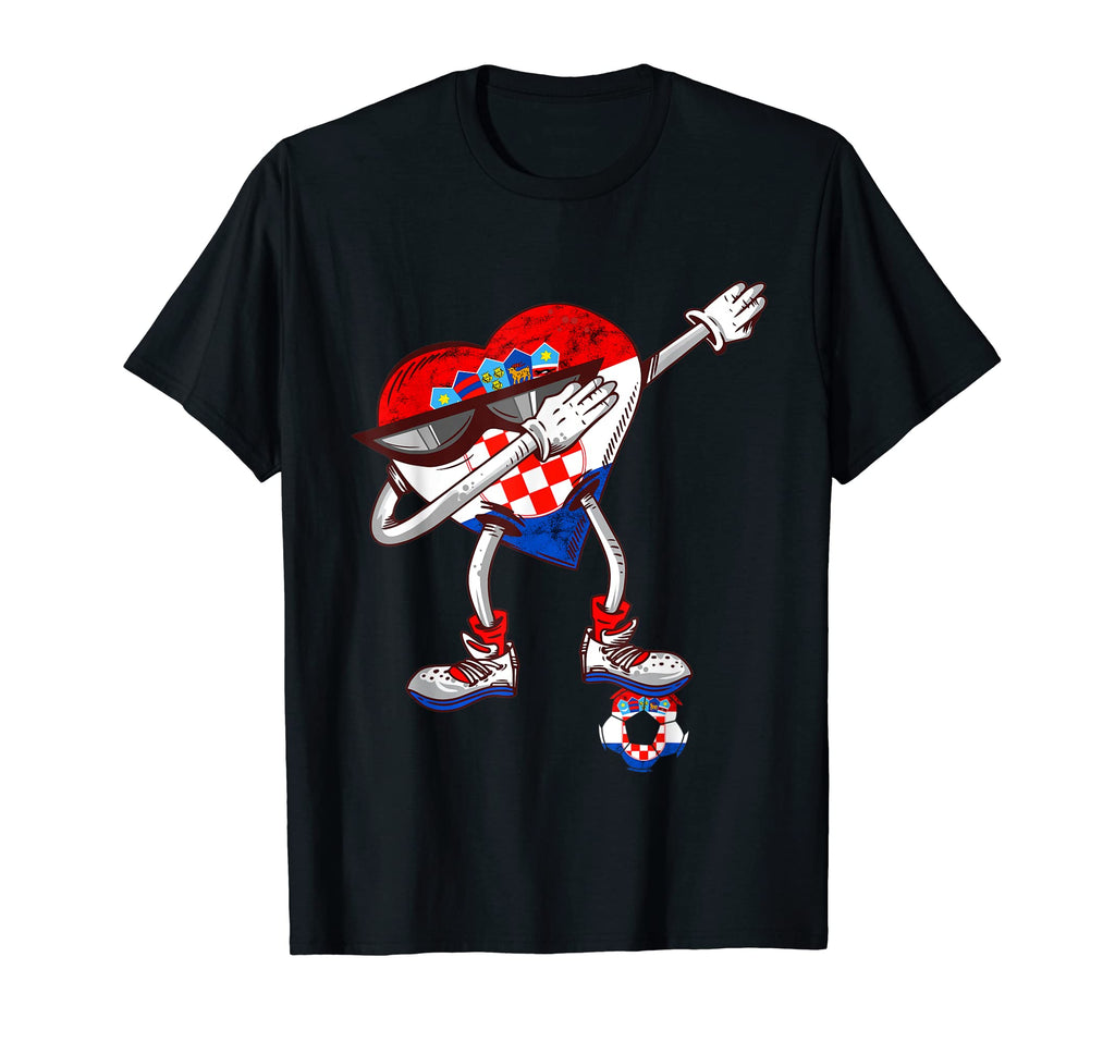 Croatia Dabbing Heart Hrvatska Soccer T-Shirt - Trendy Graphic for Adults - T-Shirt, Sweatshirt, Hoodie