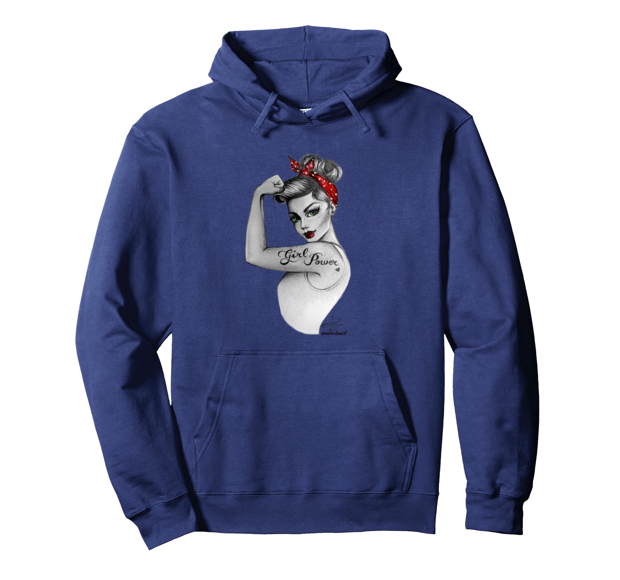 Power Pin Up Rosie Riveter Art Hoodie - Fun Novelty Design for Adults - T-Shirt, Sweatshirt, Hoodie