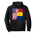 Half Romanian Flag Romania Usa Gift Hoodie - Streetwear Style for Adults - T-Shirt, Sweatshirt, Hoodie