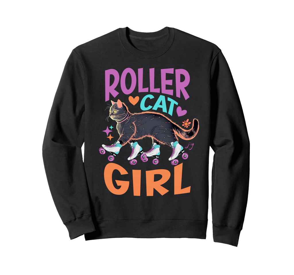 Roller Skating Cat Funny Skaters Sweatshirt - Custom Art Print Unisex - T-Shirt, Sweatshirt, Hoodie