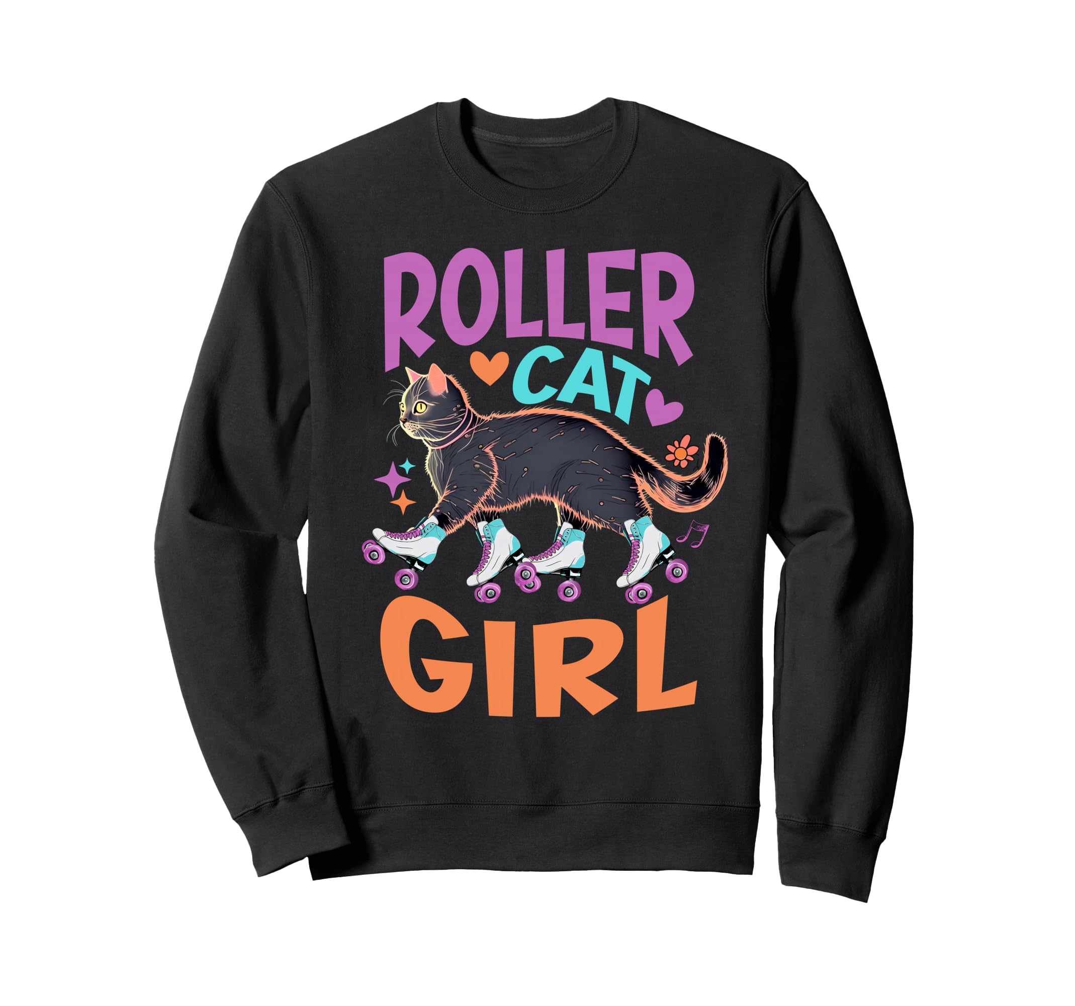 Roller Skating Cat Funny Skaters Sweatshirt - Custom Art Print Unisex - T-Shirt, Sweatshirt, Hoodie