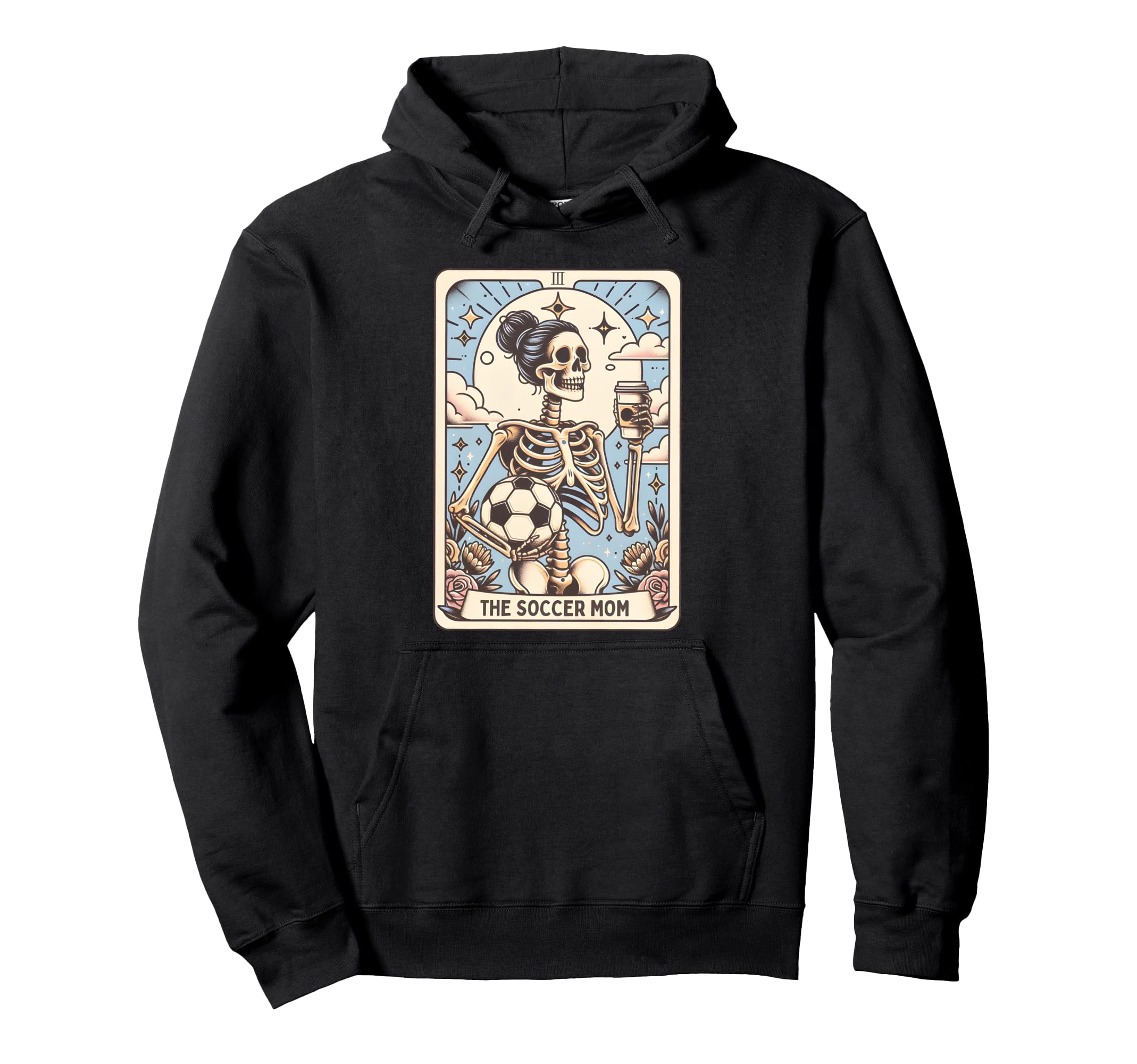 Soccer Mom Tarot Card Skeleton Hoodie - Fun Novelty Design for Adults - T-Shirt, Sweatshirt, Hoodie