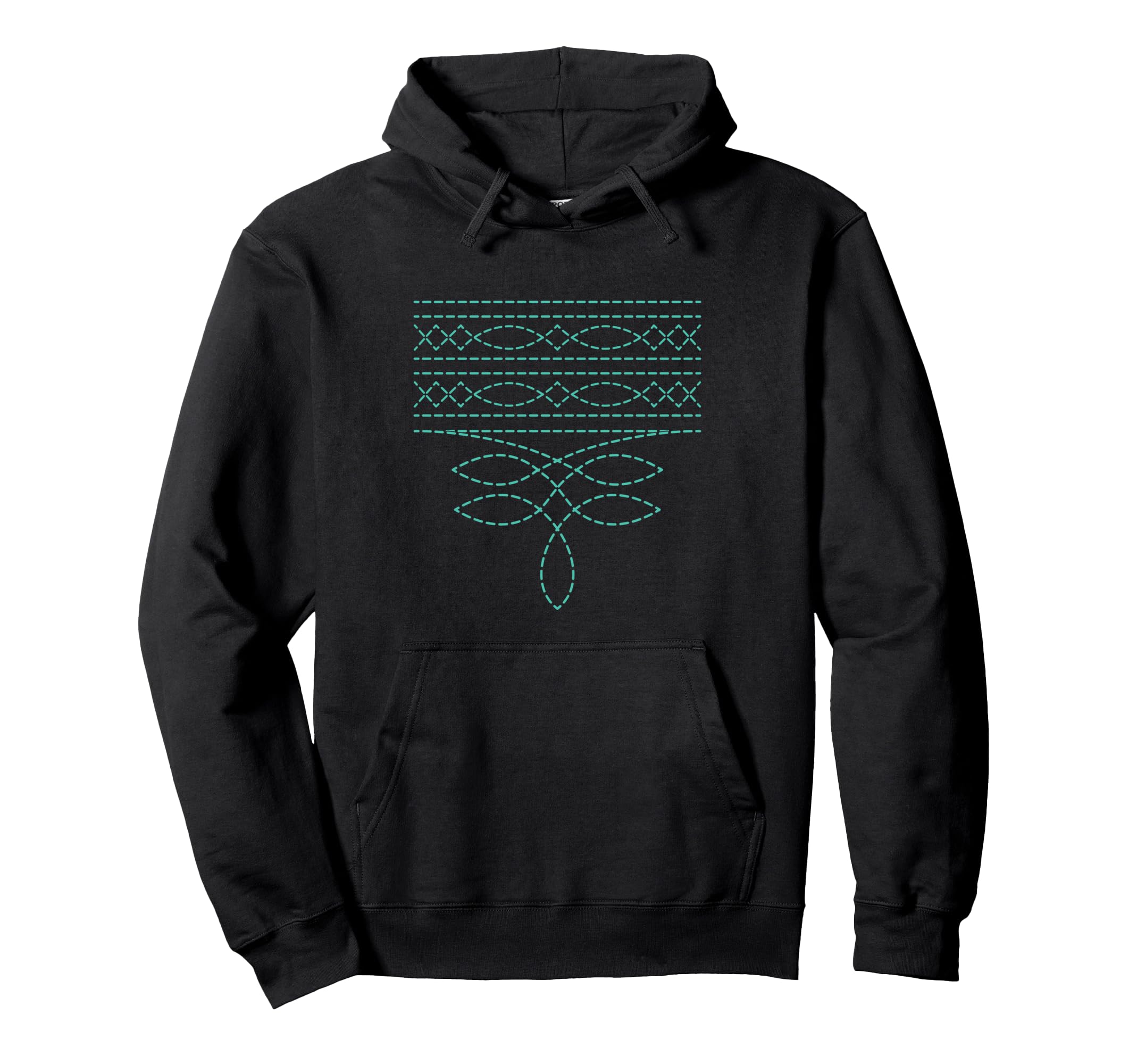 Teal Western Boot Stitch Rodeo Hoodie - Aesthetic Graphic for Adults - T-Shirt, Sweatshirt, Hoodie