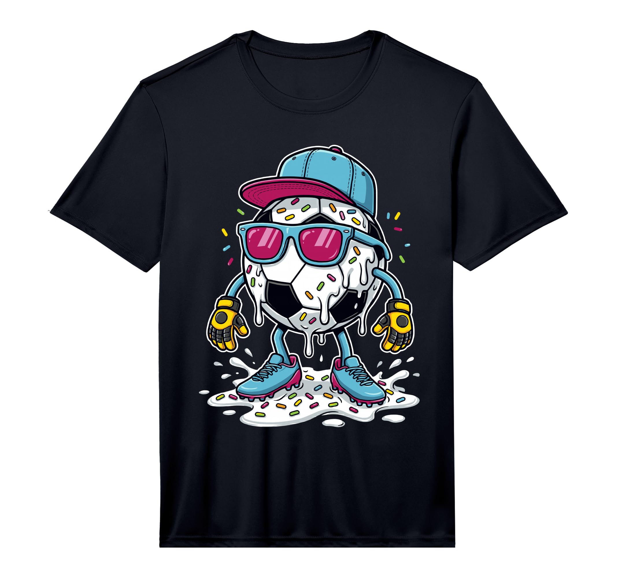 Soccer Ball Melting Ice Cream Drip T-Shirt - Aesthetic Graphic Men Women - T-Shirt, Sweatshirt, Hoodie