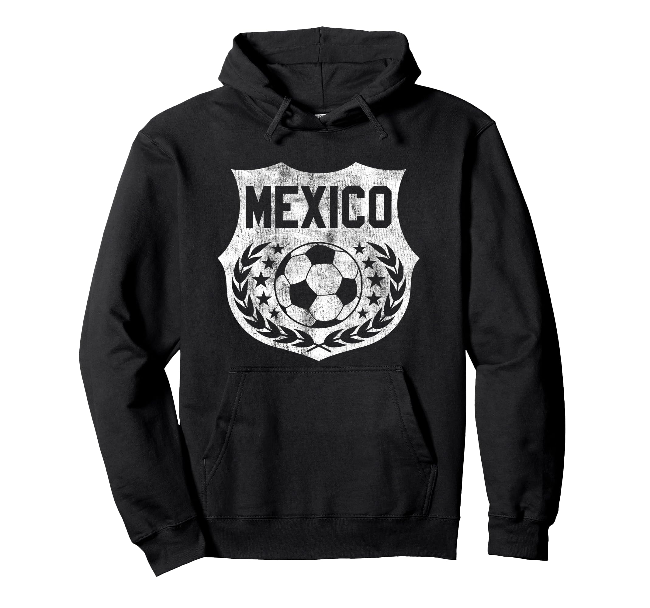 Mexico Soccer Distressed Shield Badge Hoodie - Trendy Graphic Unisex - T-Shirt, Sweatshirt, Hoodie