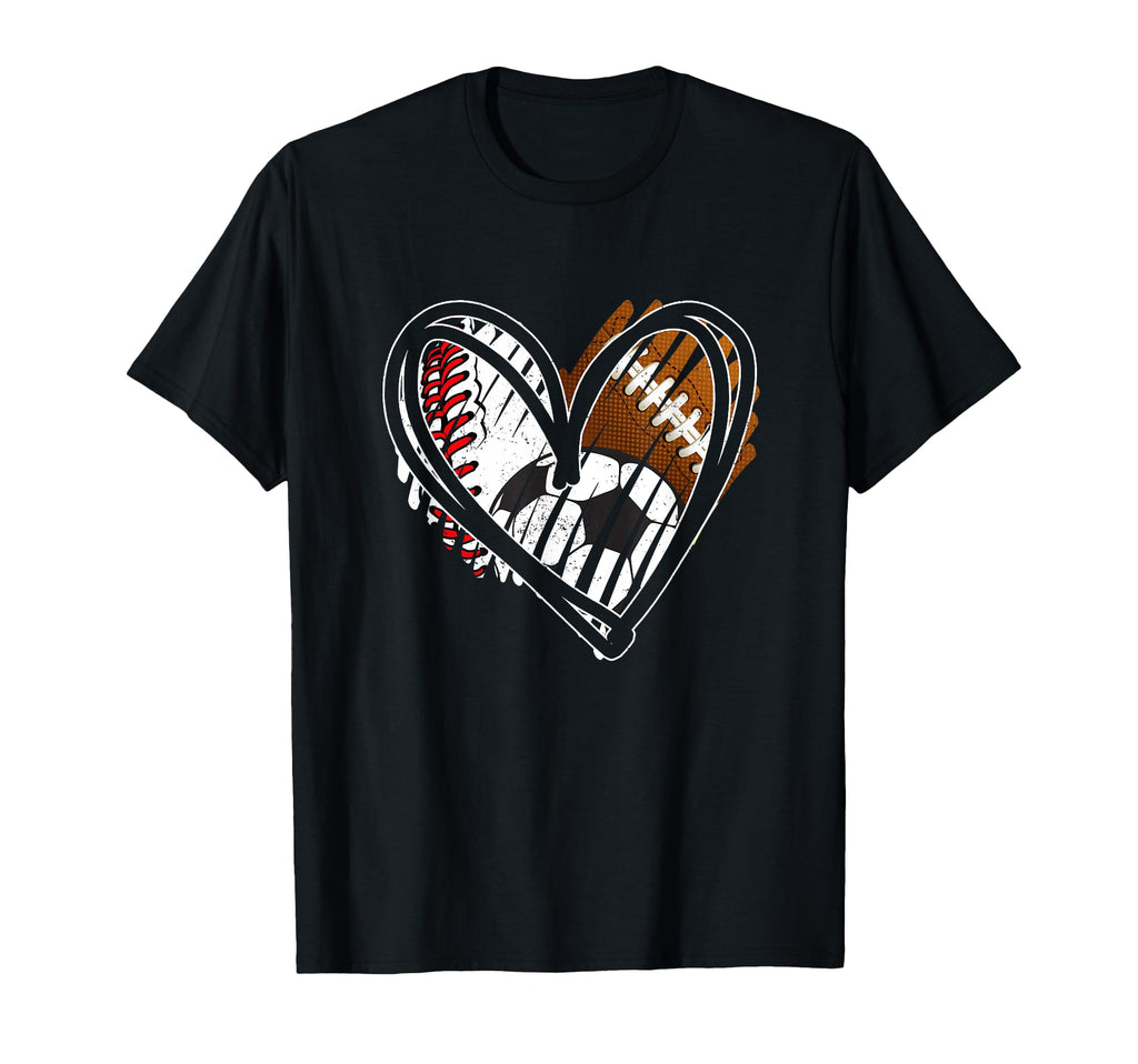Baseball Football Soccer Ball Heart T-Shirt - Casual Everyday Wear Unisex - T-Shirt, Sweatshirt, Hoodie