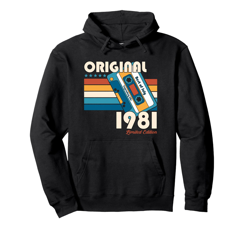 44Th Birthday Gifts July 1981 Cassette Hoodie - Unique Graphic Men Women - T-Shirt, Sweatshirt, Hoodie