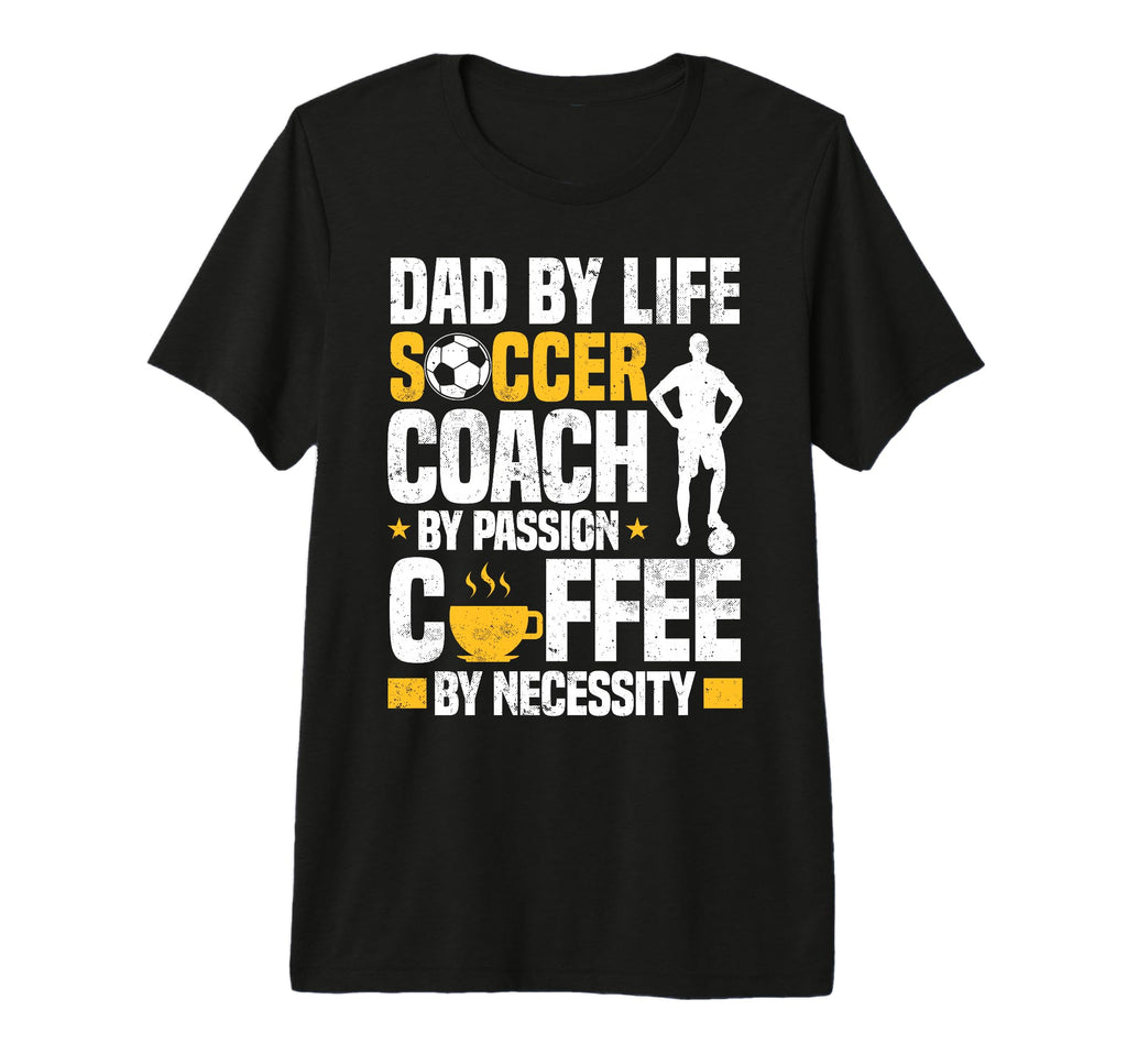 Dad Soccer Coach Coffee Lover Tri T-Shirt - Minimalist Print Men Women - T-Shirt, Sweatshirt, Hoodie