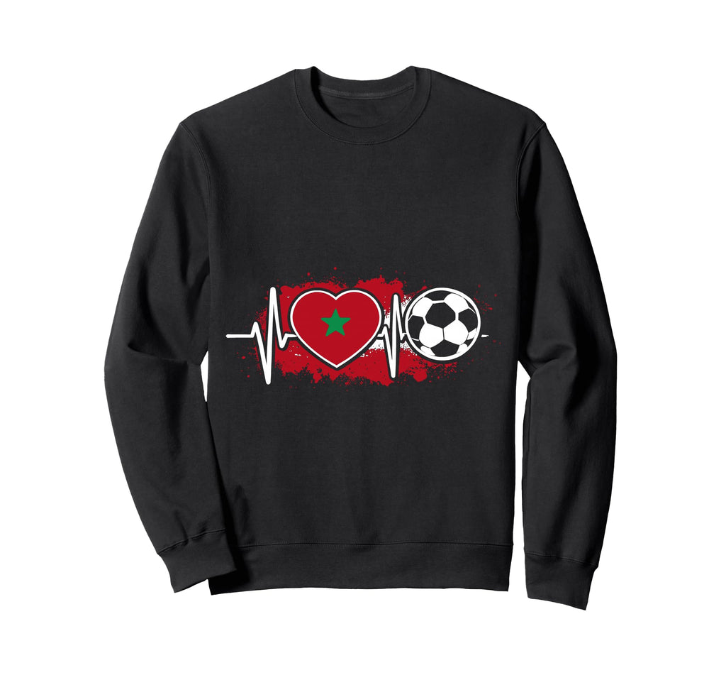 Soccer Pulse Moroccan Flag Heartbeat Sweatshirt - Graphic Print Men Women - T-Shirt, Sweatshirt, Hoodie