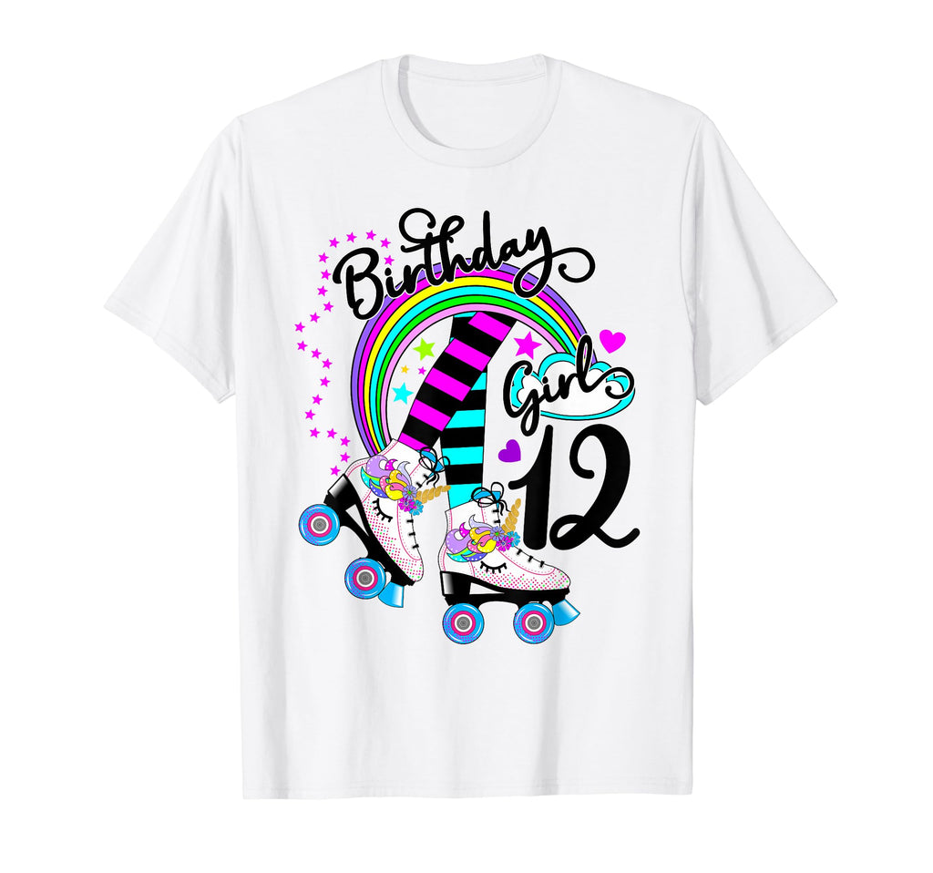 12Th Unicorn Roller Skate Birthday Party T-Shirt - Novelty Apparel Unisex - T-Shirt, Sweatshirt, Hoodie