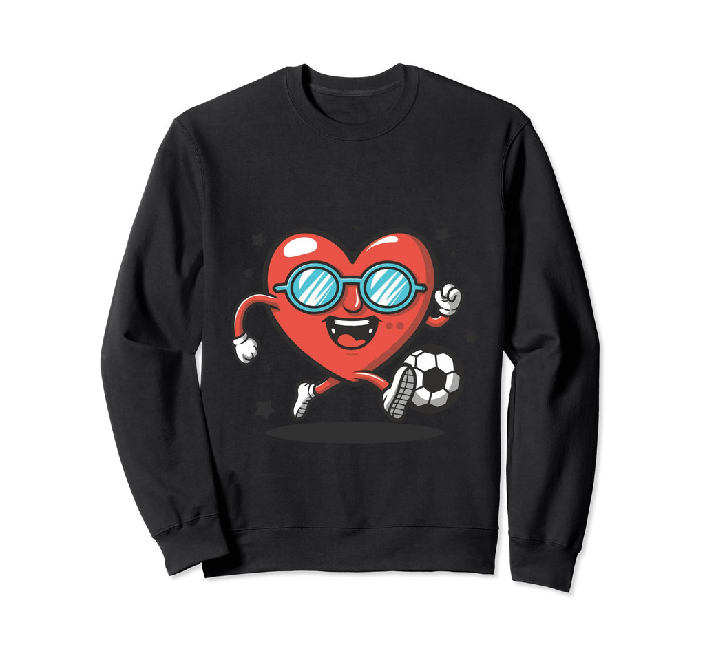 Funny Heart Running Soccer Ball Sweatshirt - Trendy Graphic Men Women - T-Shirt, Sweatshirt, Hoodie