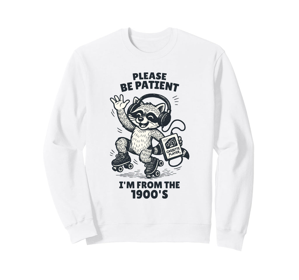 1900S Raccoon Roller Skater Sweatshirt - Novelty Apparel for Adults - T-Shirt, Sweatshirt, Hoodie