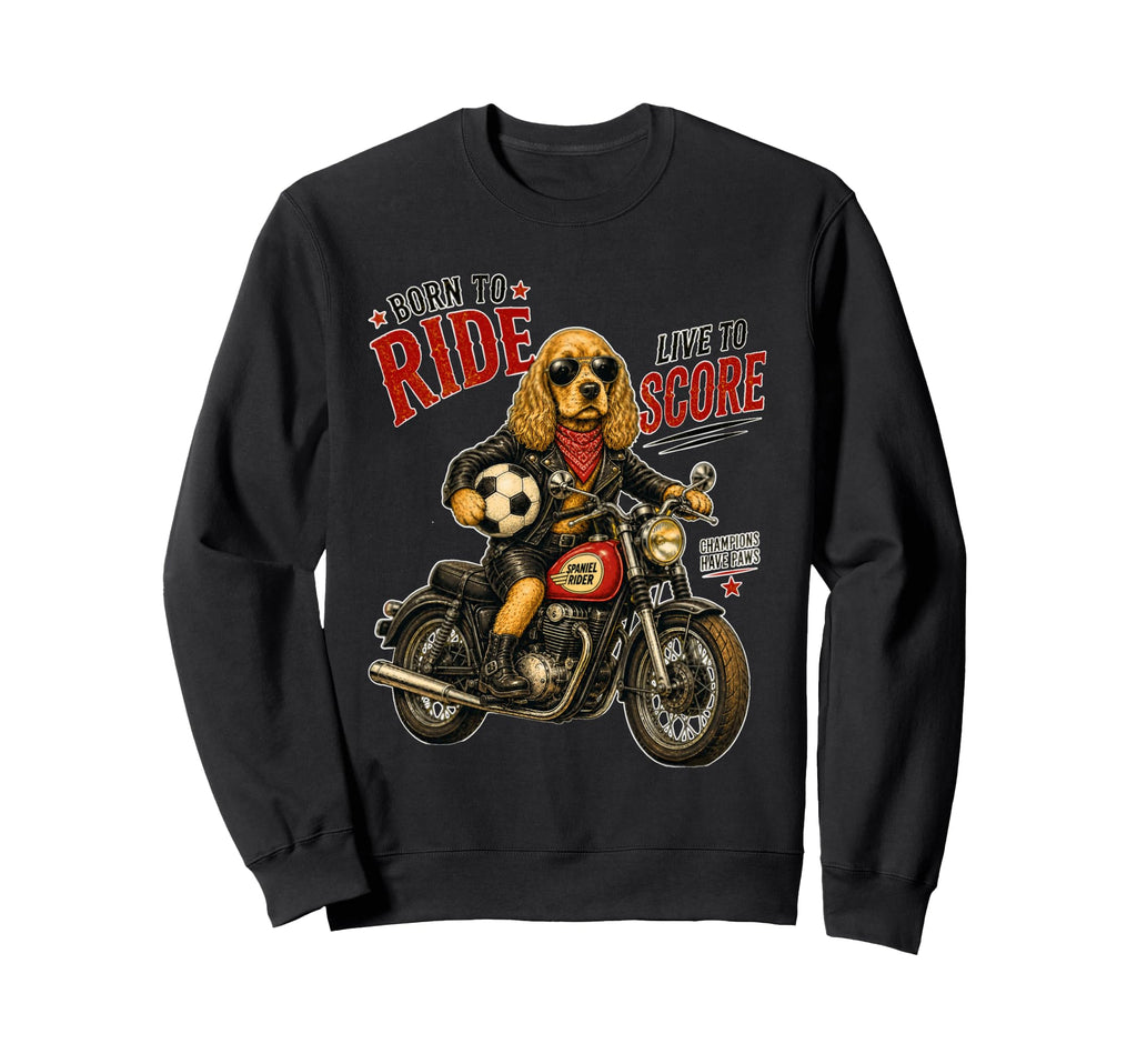 Cocker Spaniel Motorbike Love Sweatshirt - Novelty Apparel for Adults - T-Shirt, Sweatshirt, Hoodie