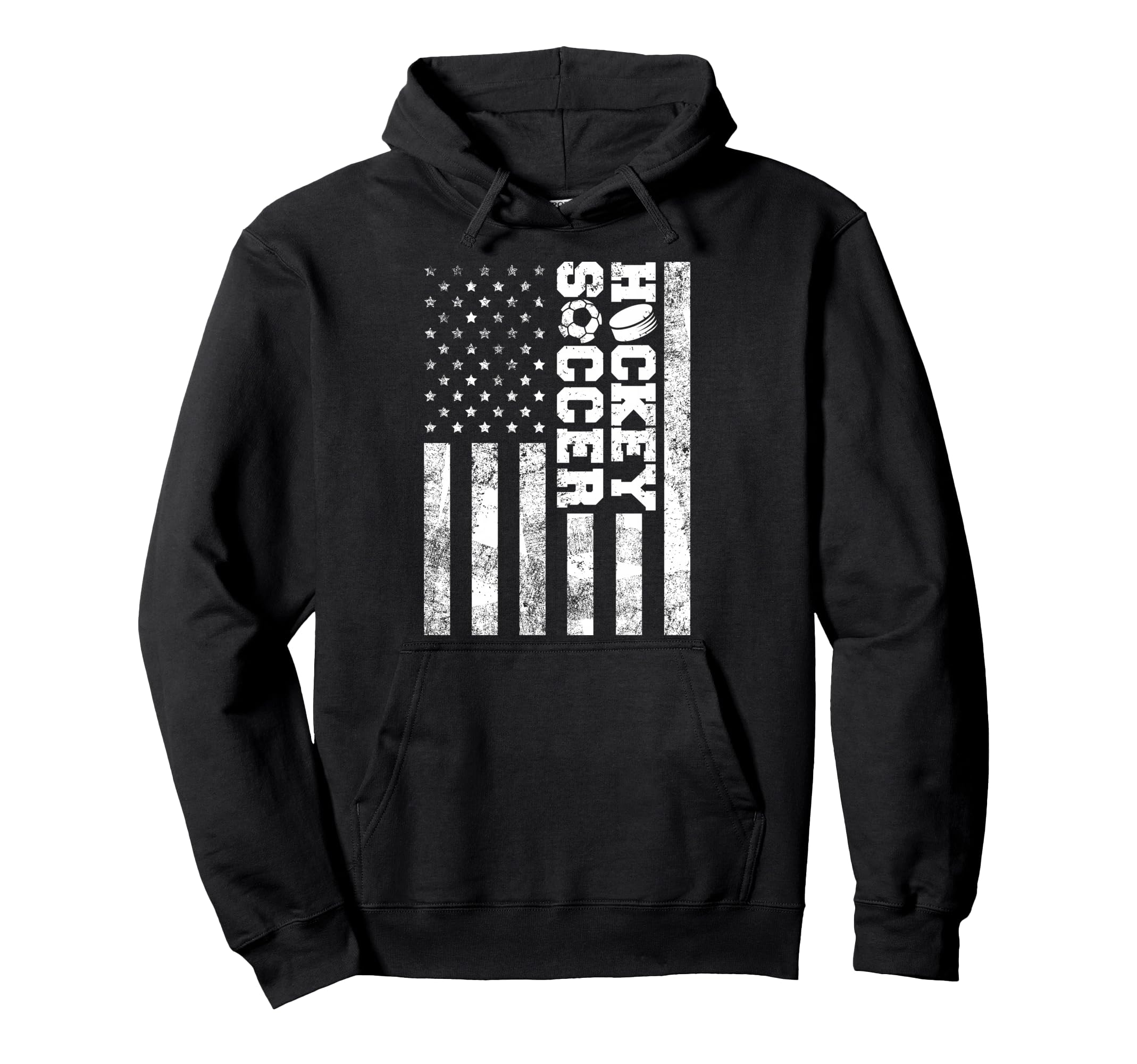 American Distressed Flag Funny Soccer Hoodie - Minimalist Print Unisex - T-Shirt, Sweatshirt, Hoodie