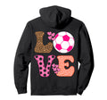 Soccer Love Hearts And Leopard Soccer Hoodie - Graphic Print Men Women - T-Shirt, Sweatshirt, Hoodie