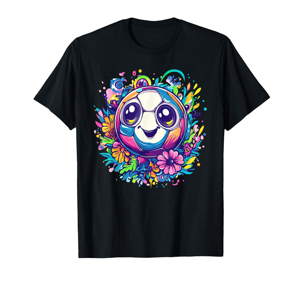 Smiling Soccer Ball Flowers Sports T-Shirt - Aesthetic Graphic Men Women - T-Shirt, Sweatshirt, Hoodie