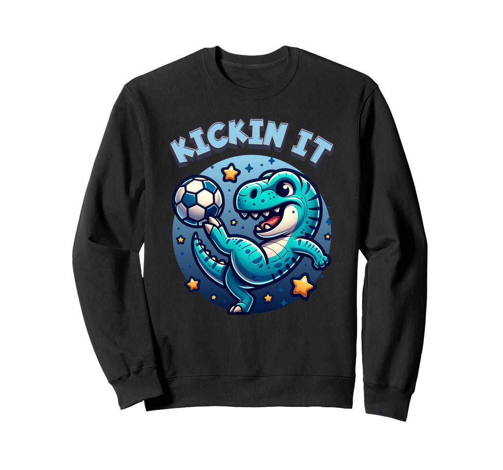 T Rex Dinosaur Soccer Player Ball Kickin Sweatshirt - Graphic Print Unisex - T-Shirt, Sweatshirt, Hoodie