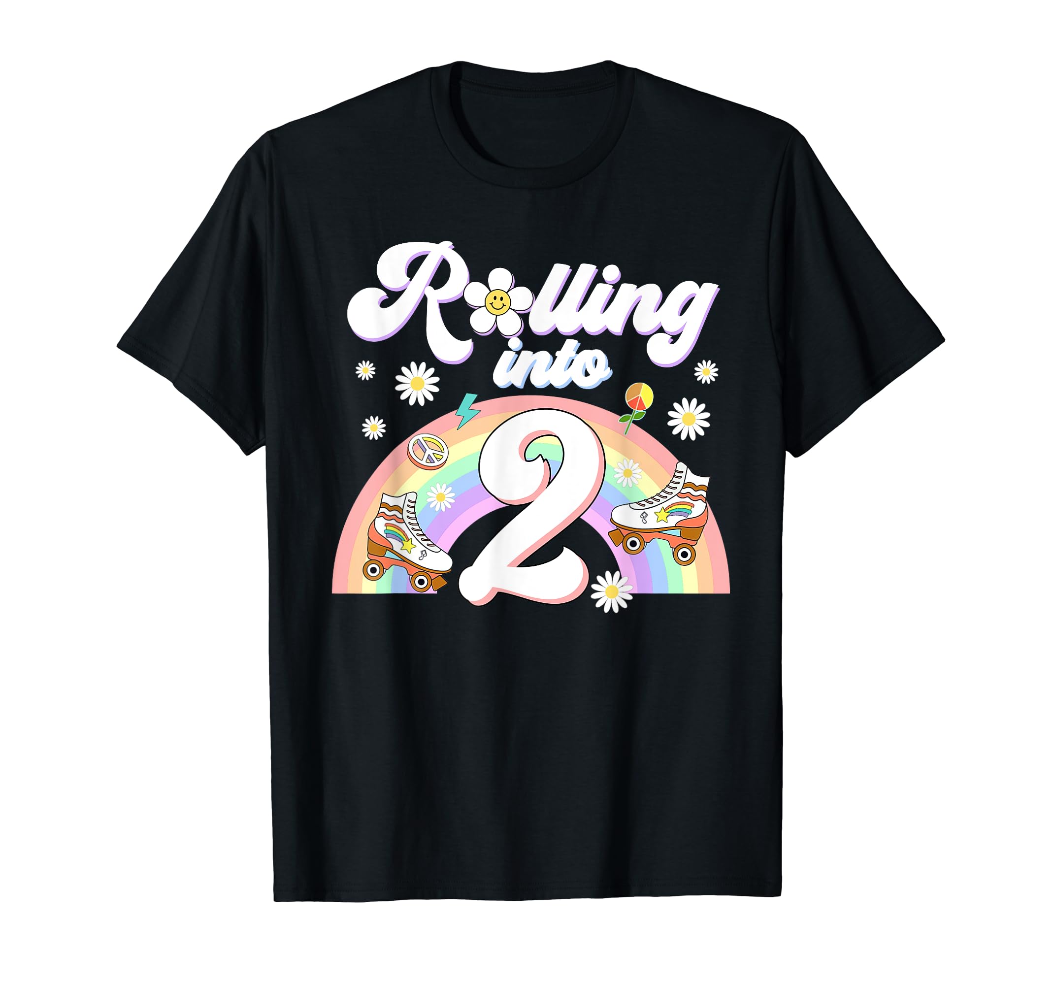 Rolling Into 2 Birthday Groovy 2Nd T-Shirt - Minimalist Print Men Women - T-Shirt, Sweatshirt, Hoodie