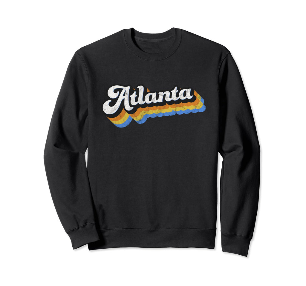 Atlanta Distressed Baseball Script Sweatshirt - Novelty Apparel Men Women - T-Shirt, Sweatshirt, Hoodie