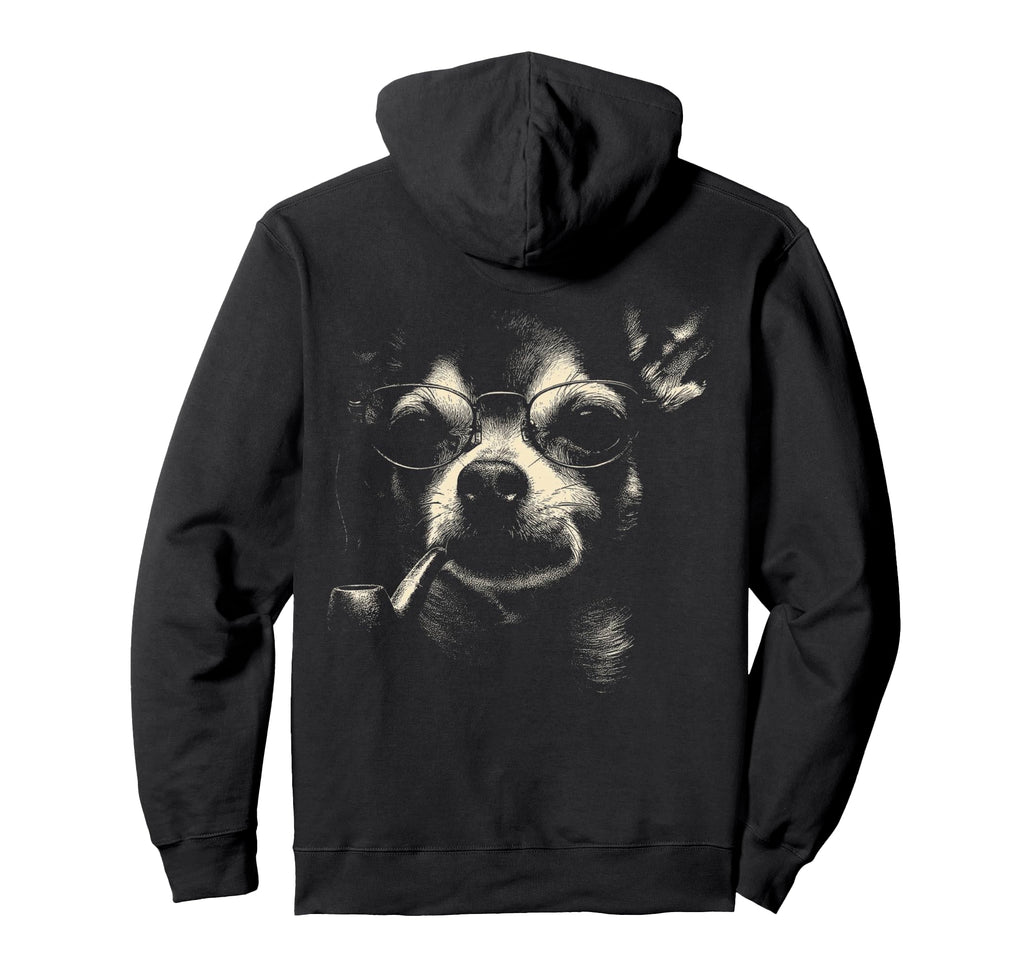 Chihuahua Smoking Pipe Glasses 90S Hoodie - Aesthetic Graphic Men Women - T-Shirt, Sweatshirt, Hoodie