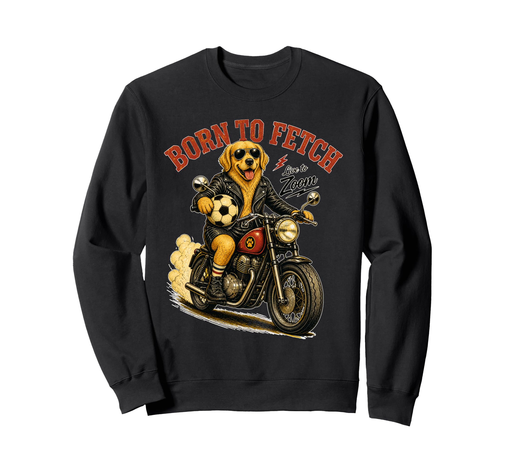 Golden Retriever Motorbike Love Sweatshirt - Graphic Print for Adults - T-Shirt, Sweatshirt, Hoodie