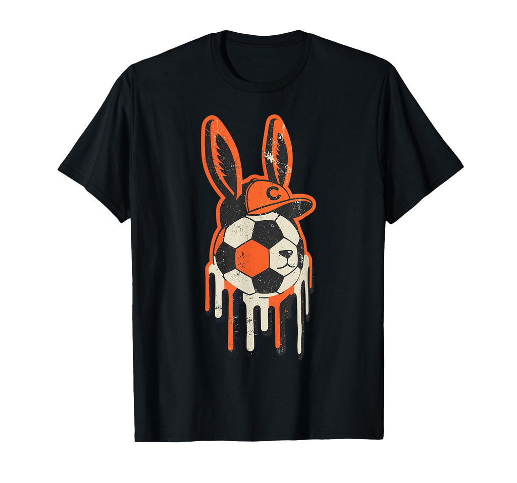 Soccer Easter Bunny Street Art Drip T-Shirt - Aesthetic Graphic Men Women - T-Shirt, Sweatshirt, Hoodie
