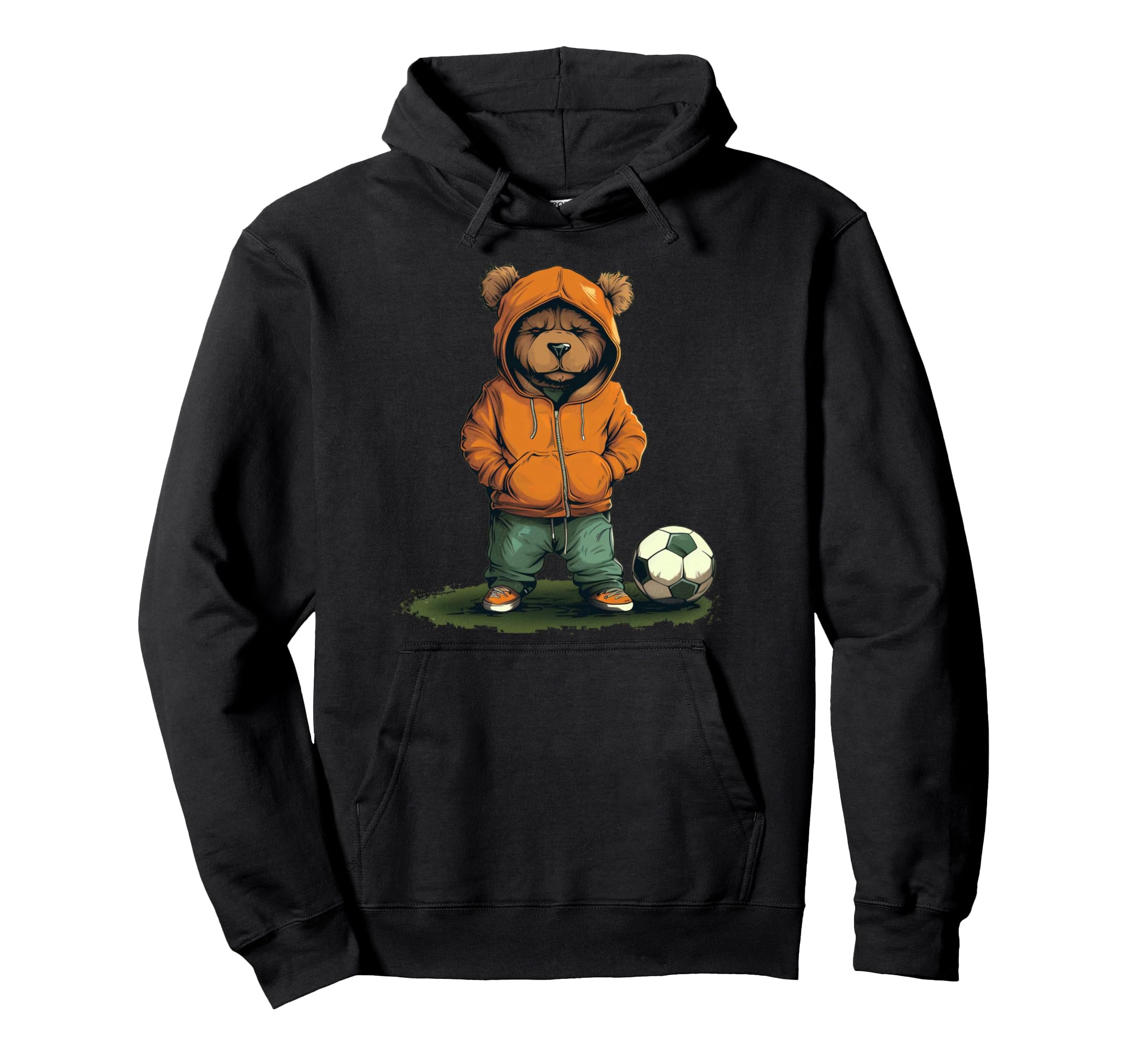 Funny Teddy Bear Loves Soccer And Hoodie - Custom Art Print Unisex - T-Shirt, Sweatshirt, Hoodie