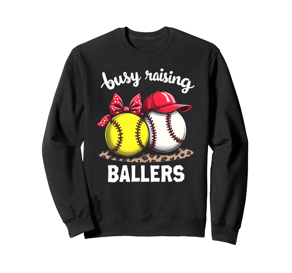 Caring Busy Raising Ballers Sweatshirt - Minimalist Print for Adults - T-Shirt, Sweatshirt, Hoodie