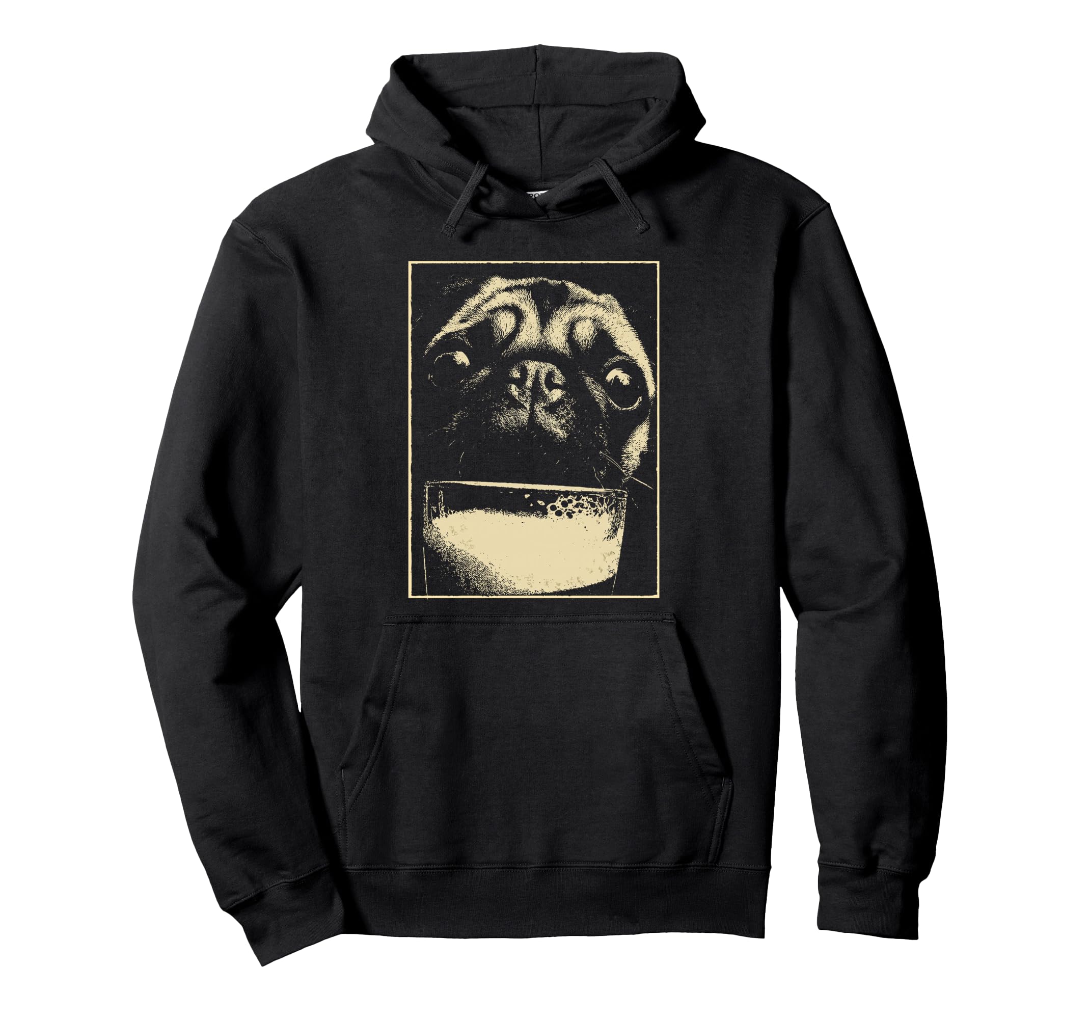 St Patricks Day Pug Beer Dog Drinking Hoodie - Minimalist Print for Adults - T-Shirt, Sweatshirt, Hoodie