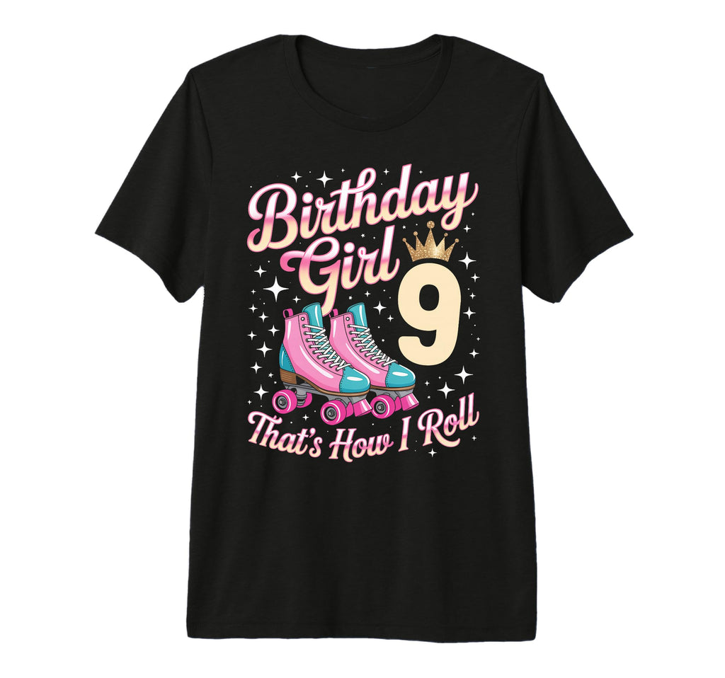 Birthday 9 Roller Skating 9Th T-Shirt - Minimalist Print Men Women - T-Shirt, Sweatshirt, Hoodie