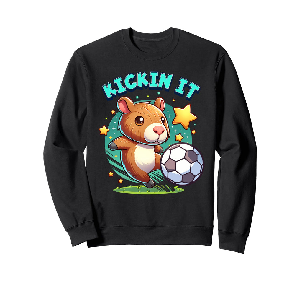 Kickin It Soccer Player Capybara Sweatshirt - Aesthetic Graphic for Adults - T-Shirt, Sweatshirt, Hoodie