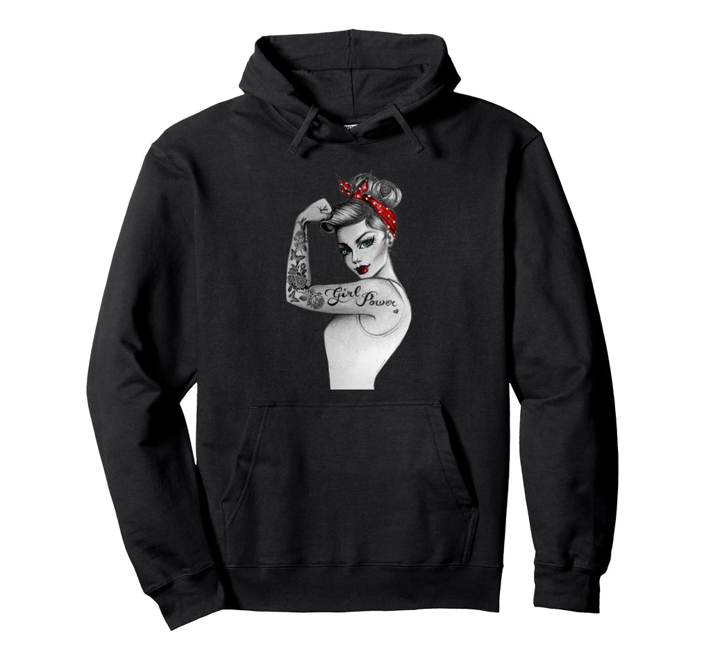 Power Pin Up Old School Tattoo Hoodie - Unique Graphic Unisex - T-Shirt, Sweatshirt, Hoodie