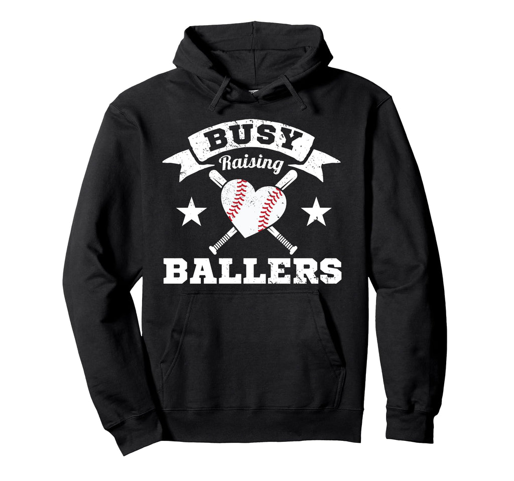 Busy Raising Ballers Baseball Heart Hoodie - Minimalist Print Men Women - T-Shirt, Sweatshirt, Hoodie