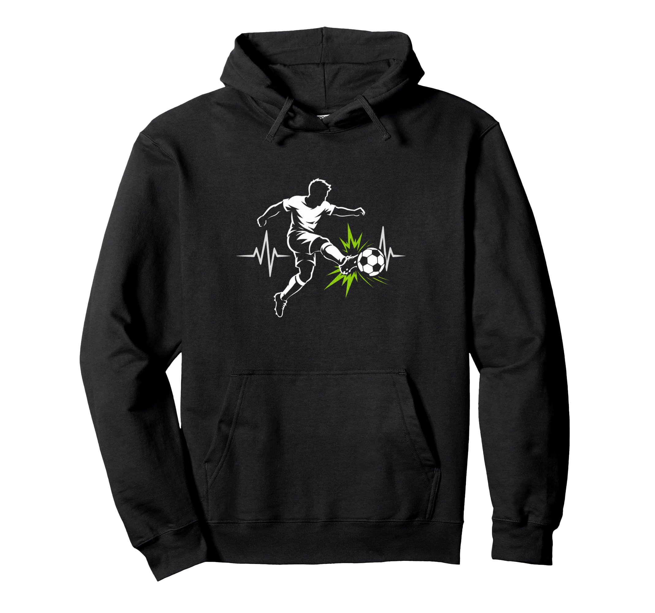 Energetic Soccer Player Heartbeat Pulse Hoodie - Unique Graphic for Adults - T-Shirt, Sweatshirt, Hoodie