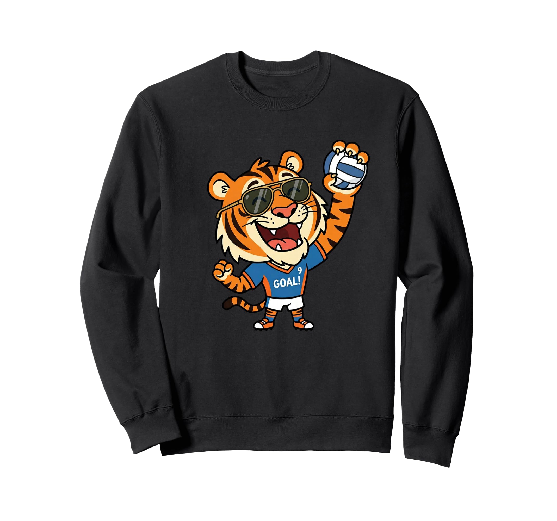 Goal Soccer Tiger Number 9 Sweatshirt - Novelty Apparel for Adults - T-Shirt, Sweatshirt, Hoodie
