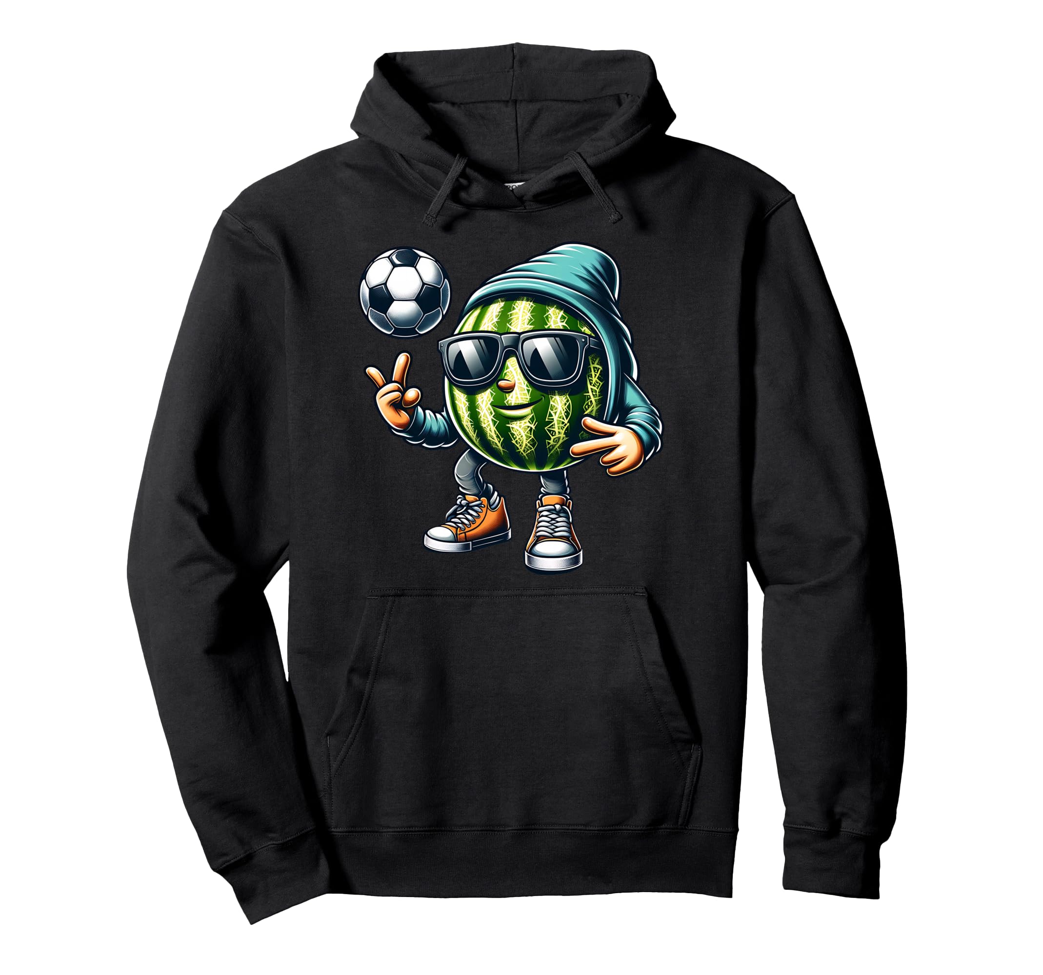 Soccer Melon Sunglasses Summer Vibes Player Hoodie - Trendy Graphic Unisex - T-Shirt, Sweatshirt, Hoodie