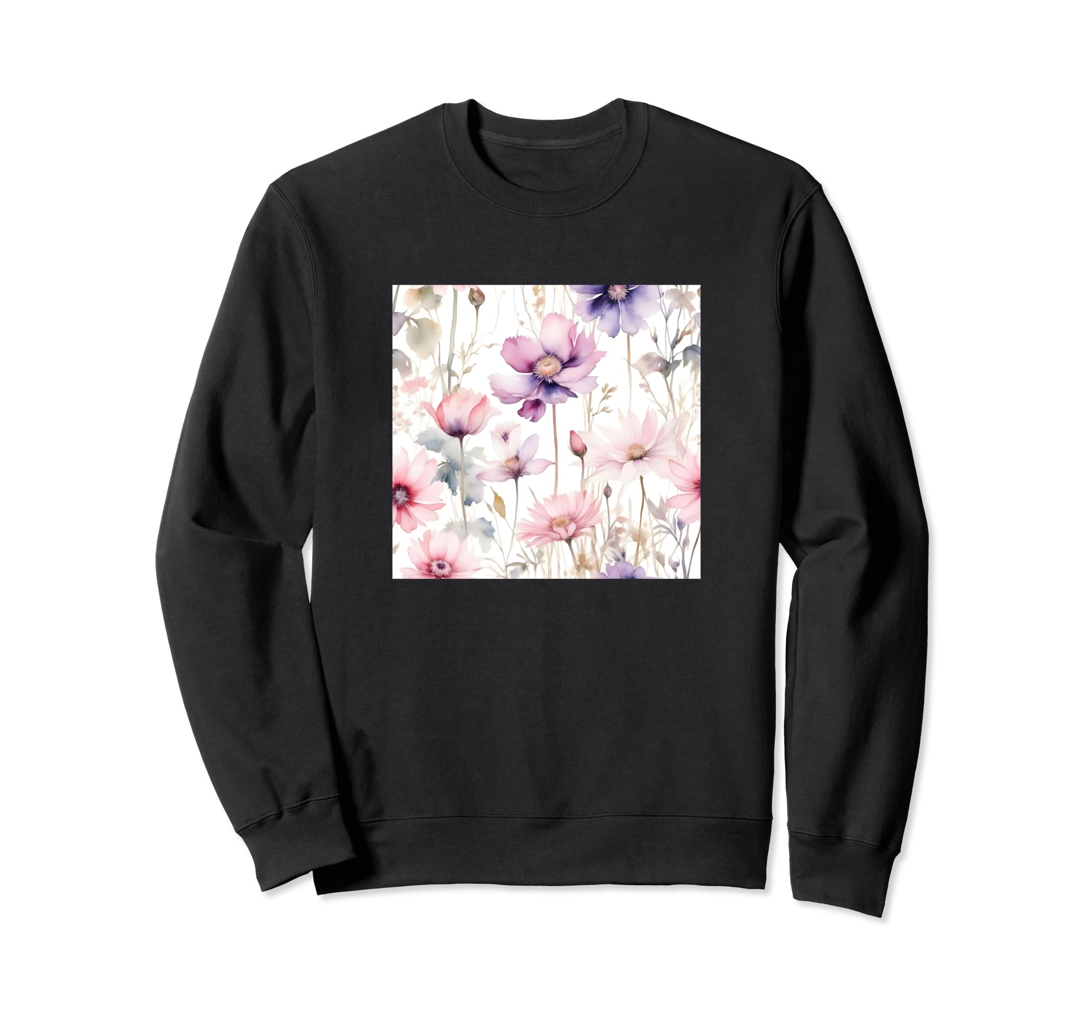 Watercolor Floral Pattern Sweatshirt - Custom Art Print for Adults - T-Shirt, Sweatshirt, Hoodie