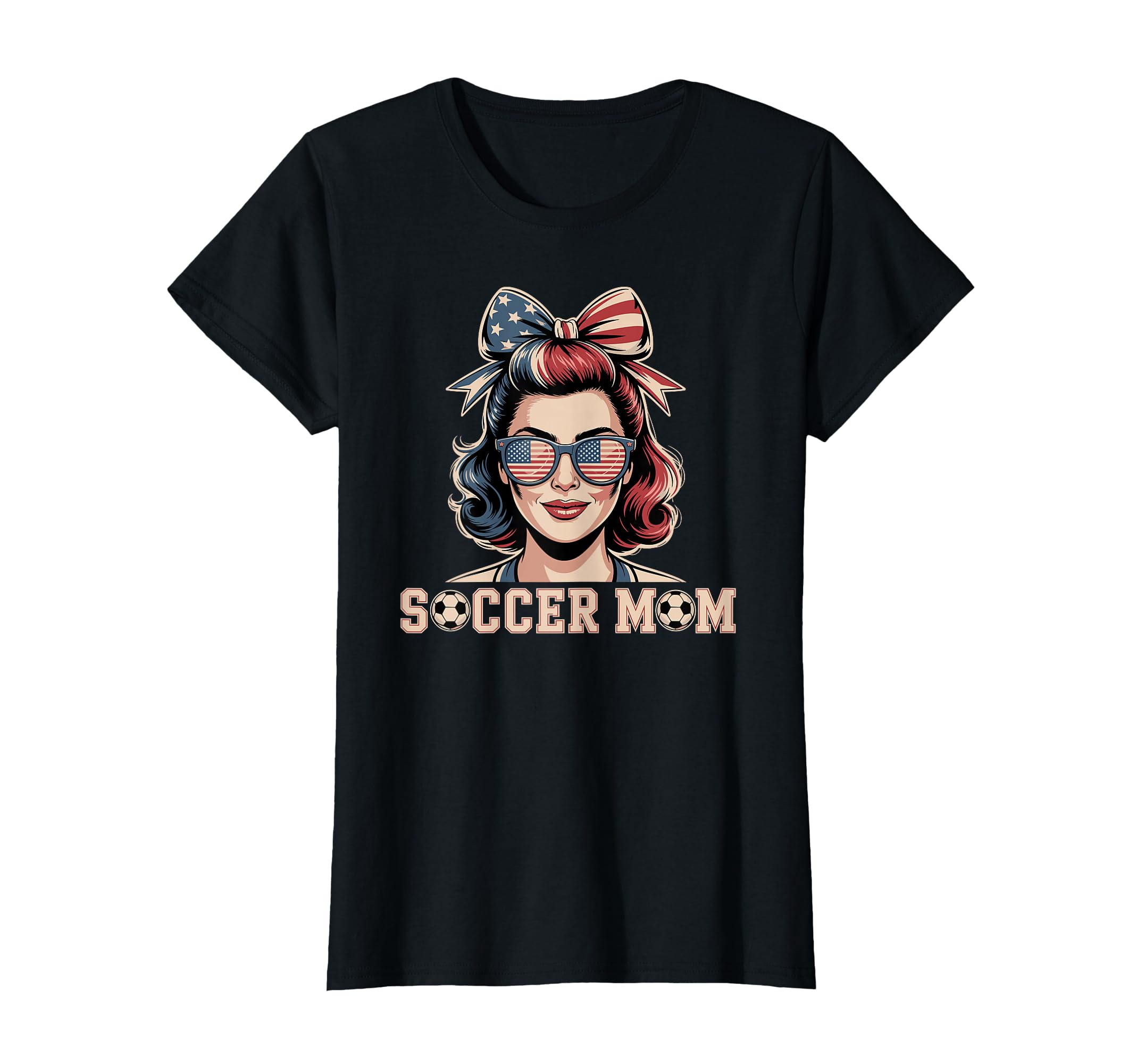Patriotic Soccer Mom American Flag T-Shirt - Unique Graphic Unisex - T-Shirt, Sweatshirt, Hoodie