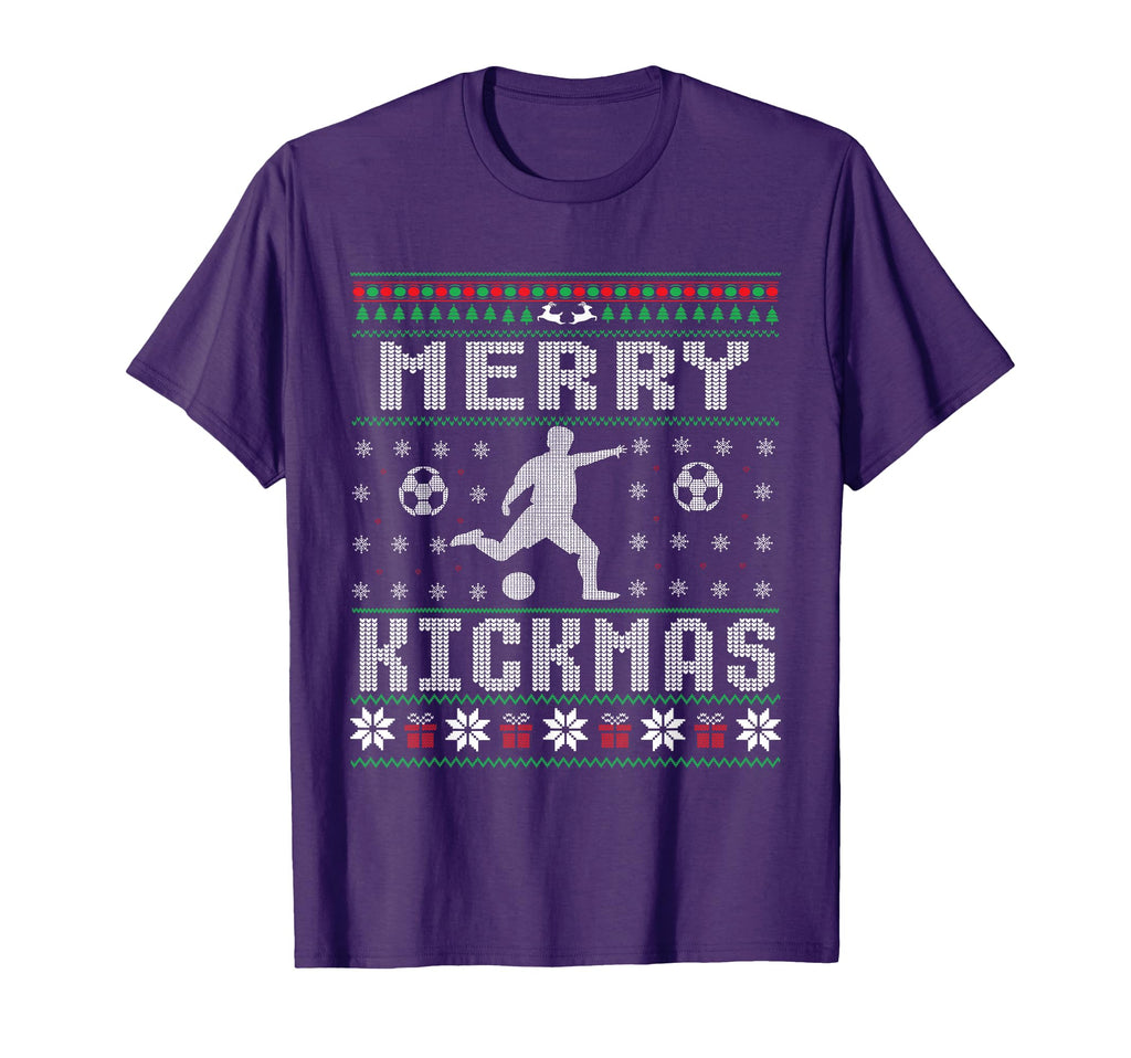 Merry Kickmas Soccer Player Ugly T-Shirt - Novelty Apparel Unisex - T-Shirt, Sweatshirt, Hoodie